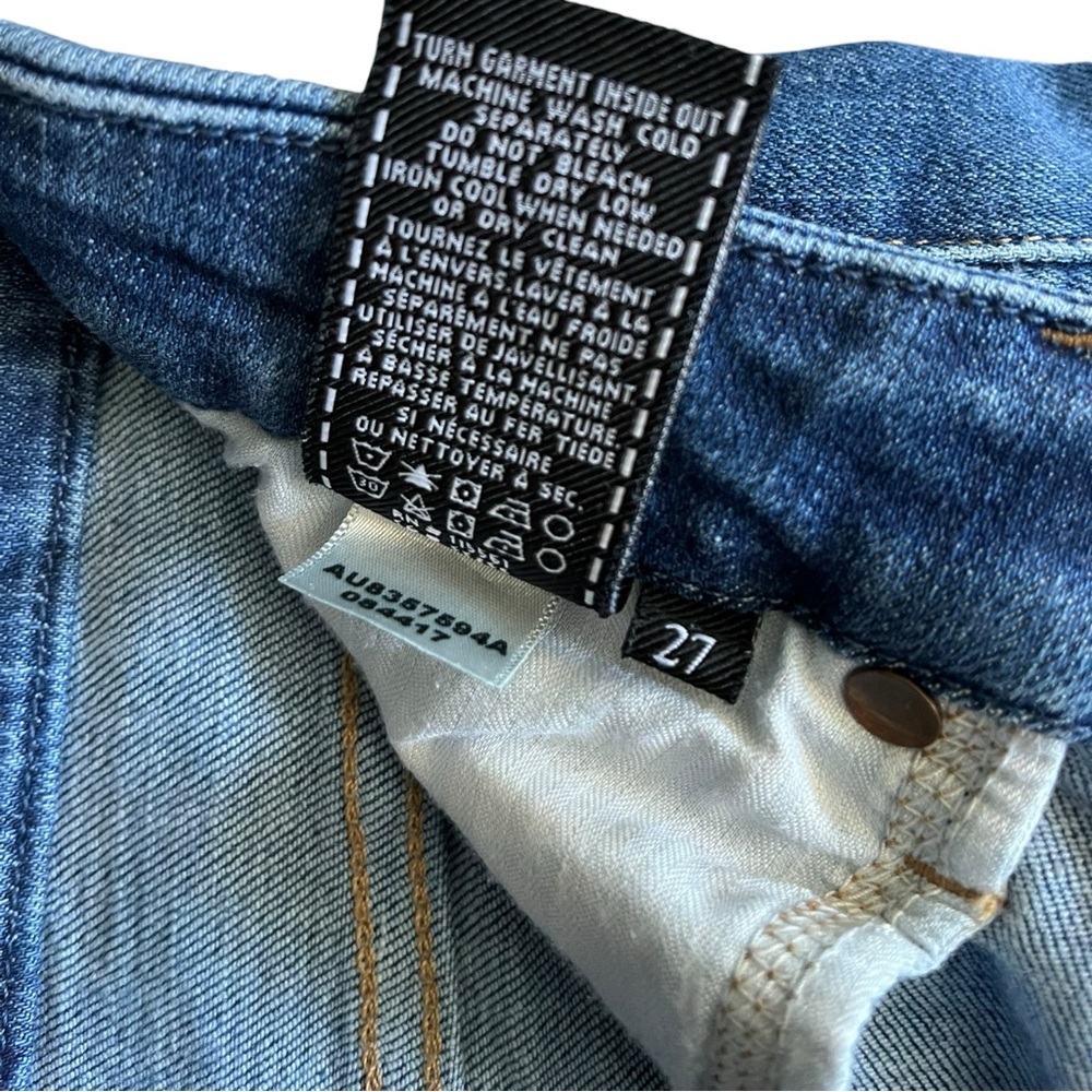 7 For All Mankind High Waist Ankle Skinny Jeans Blue Raw Hem Womens 27 AU8357594 - Picture 6 of 7